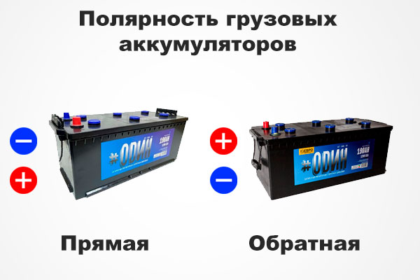 Полярность грузовых аккумуляторов